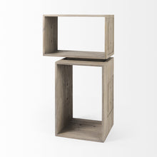 Set Of Two Rustic Light Gray Brown Cube Box Shelves