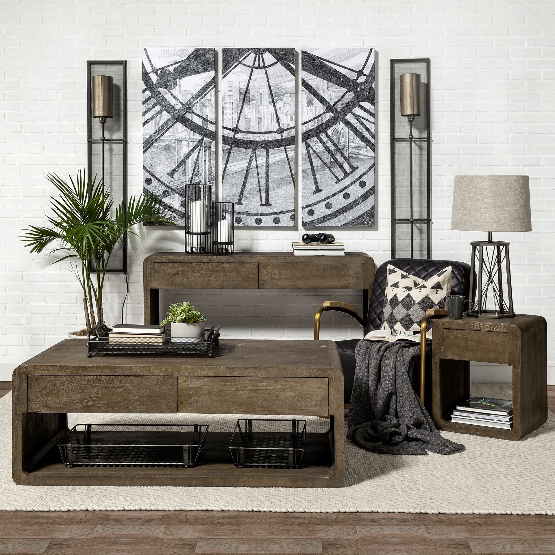 Metallic Aged Bronze Tone Octagonal Metal Table Lamp