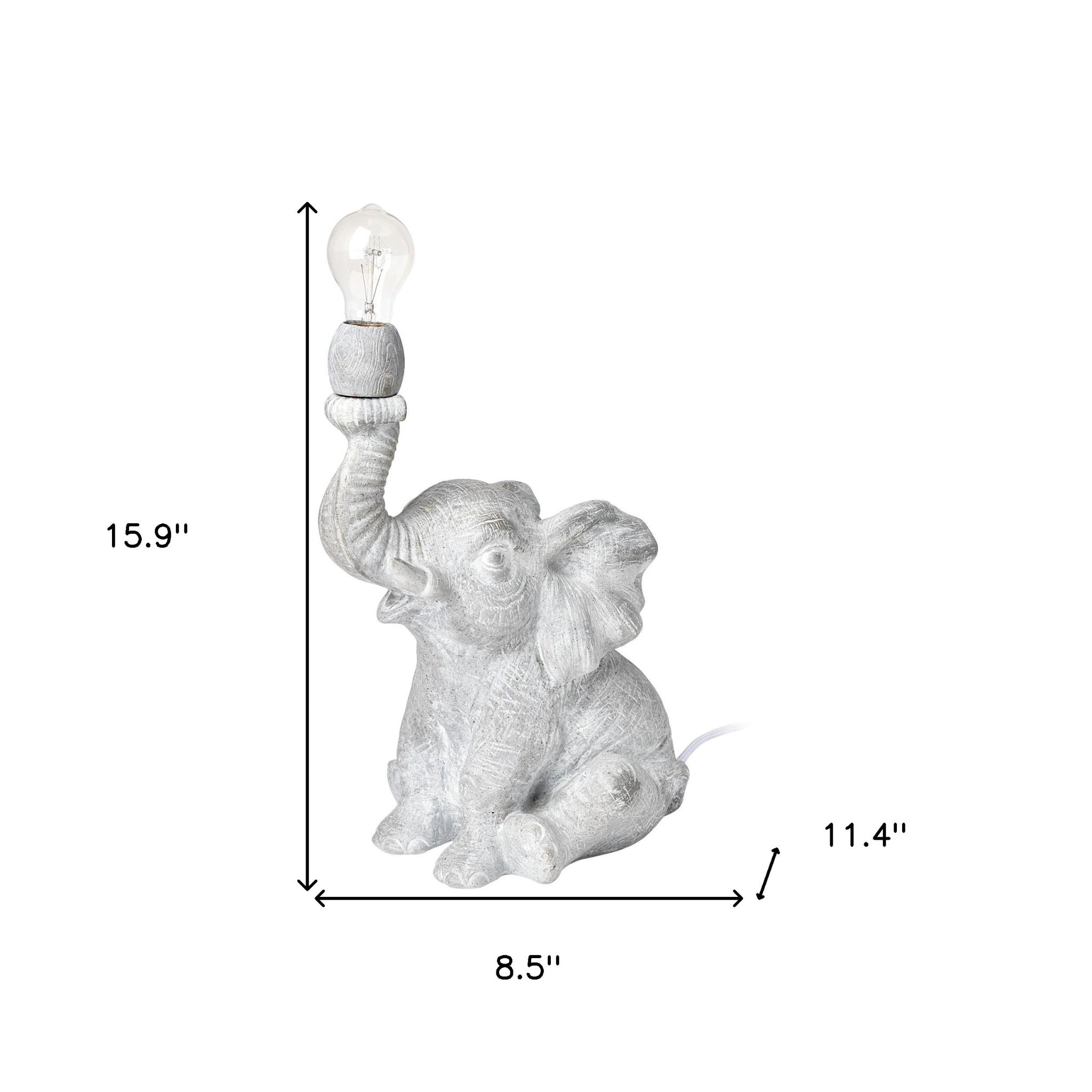 Graphite Resin Elephant Table Lamp