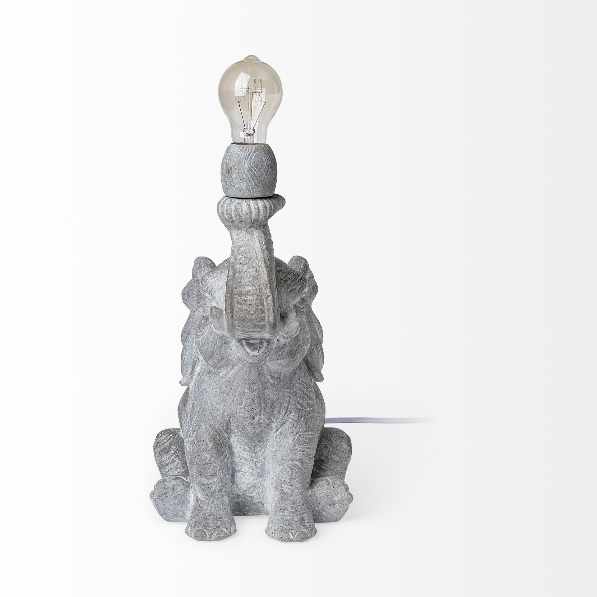 Graphite Resin Elephant Table Lamp