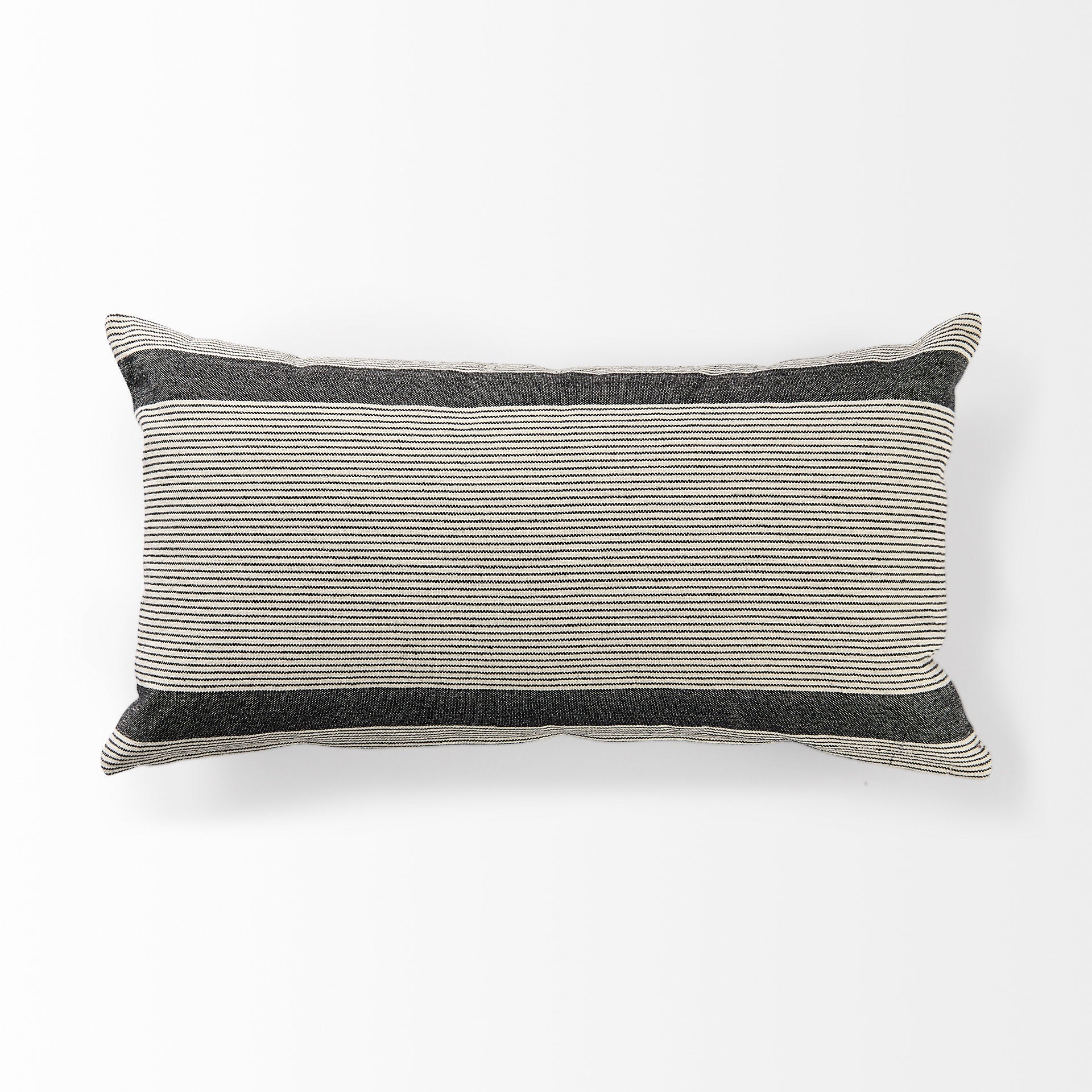 Cream And Gray Striped Lumbar Accent Pillow Cover