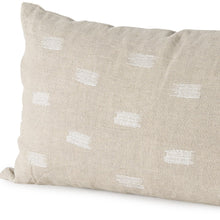 Canvas Beige And White Lumbar Accent Pillow Cover