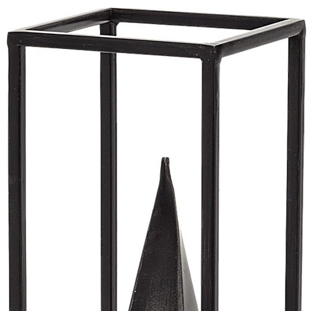 Petite Black Metal Framed Pyramid Decor Piece