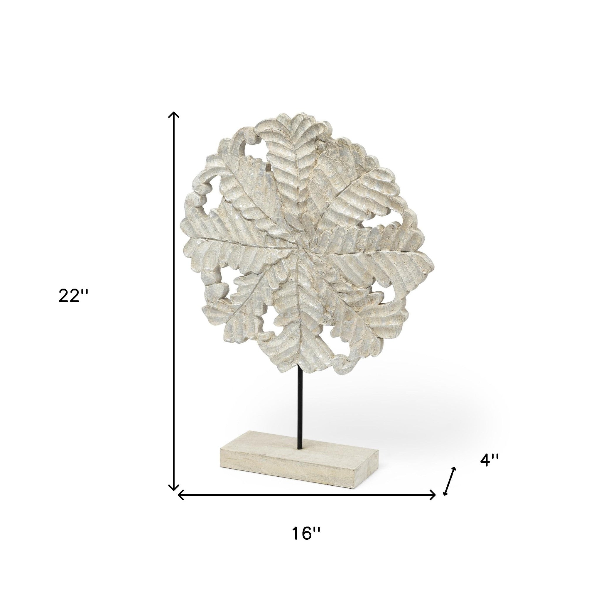 Wood And Metal Floral Decor Piece