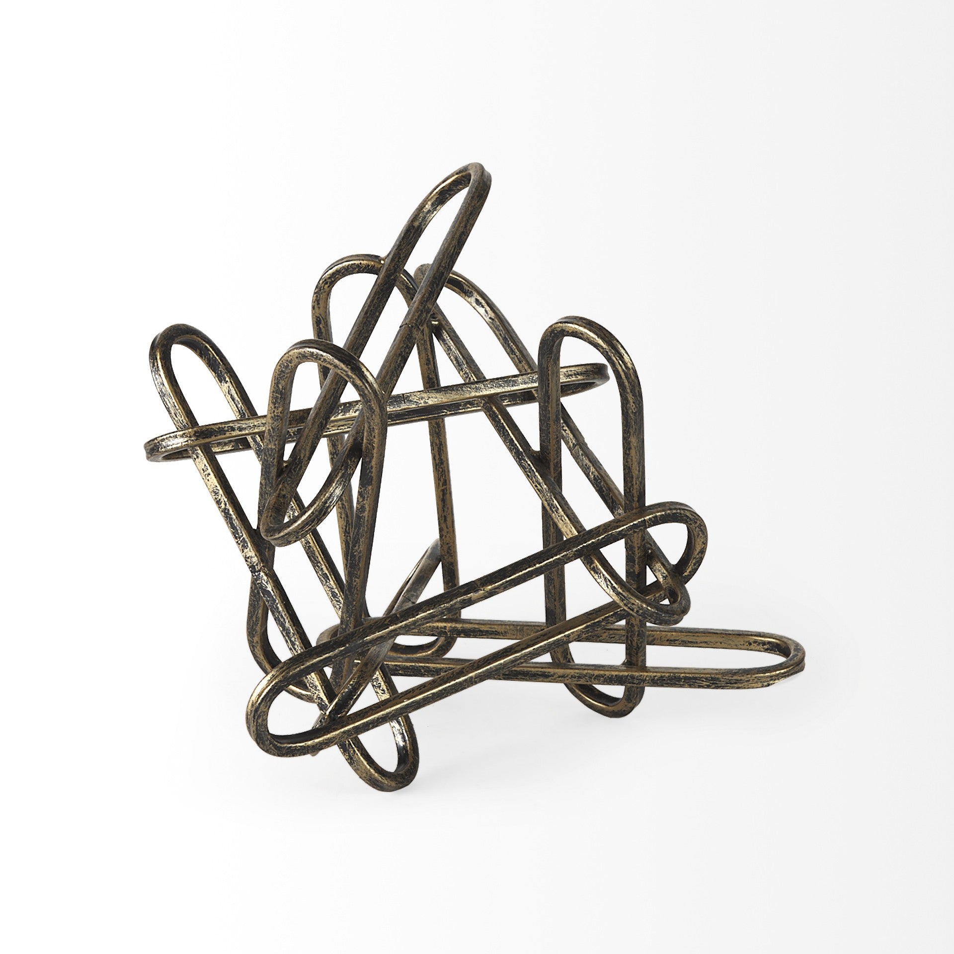 Brushed Gold And Black Abstract Paperclip Sculpture