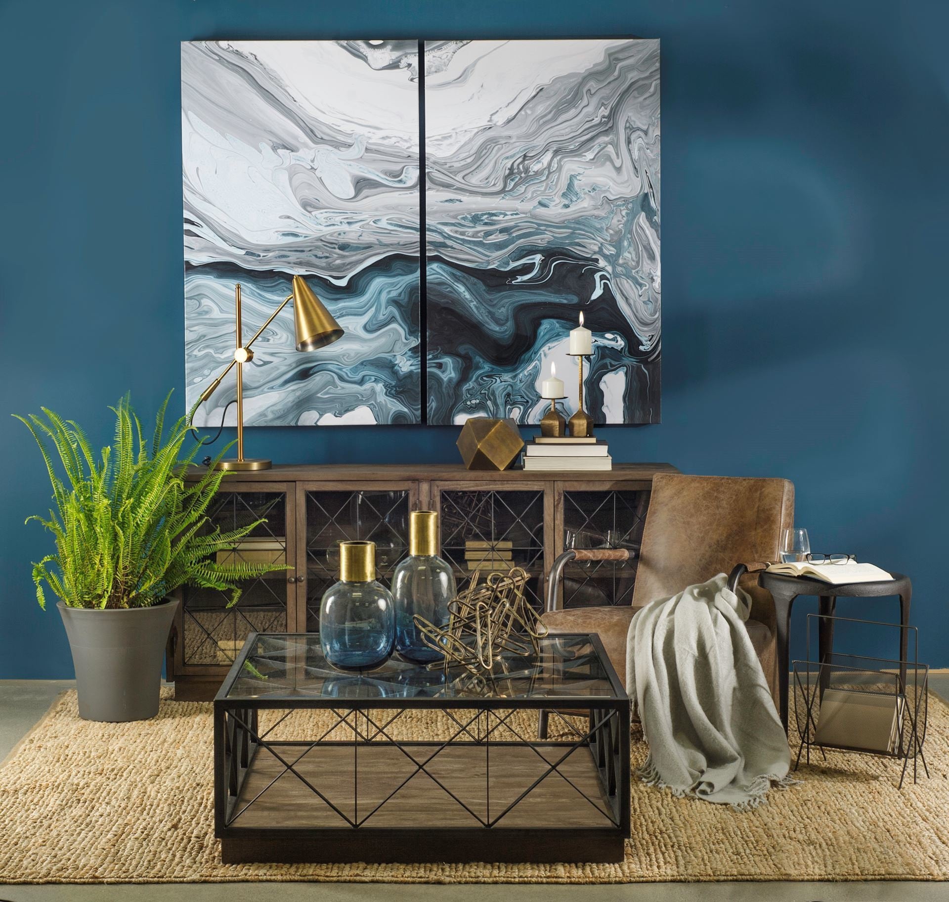 Brushed Gold And Black Abstract Paperclip Sculpture