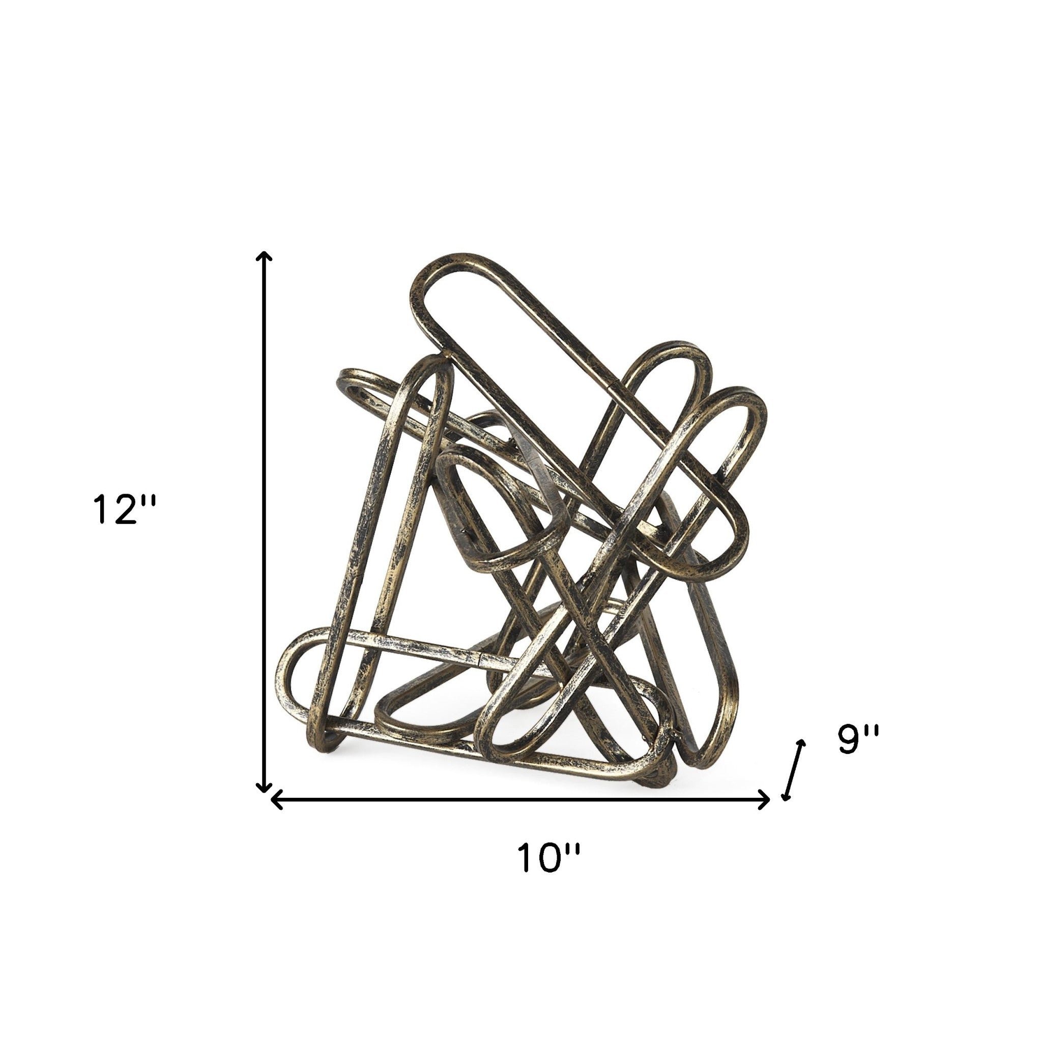 Brushed Gold And Black Abstract Paperclip Sculpture