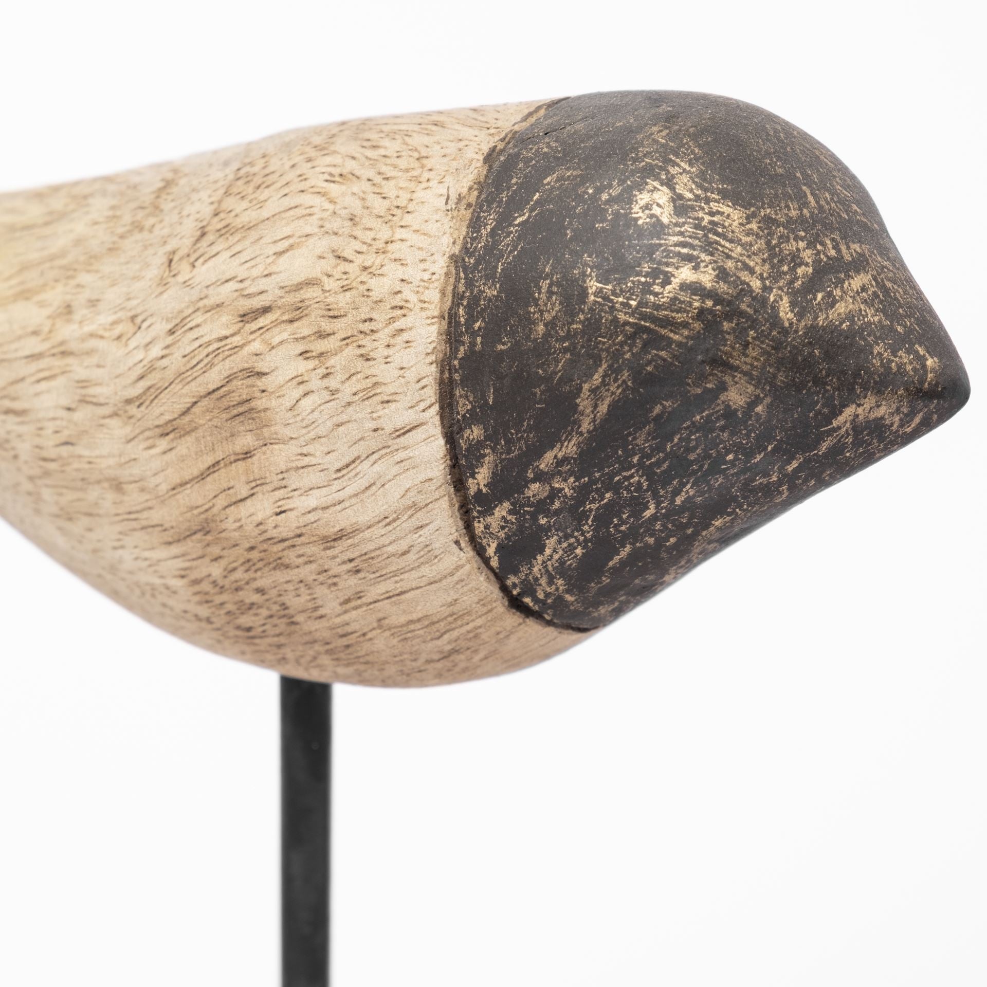 Wood And Metal Bird Stand Sculpture