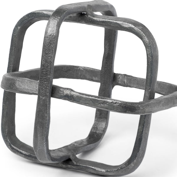 Silver Metal Cubed Shaped Link Sculpture