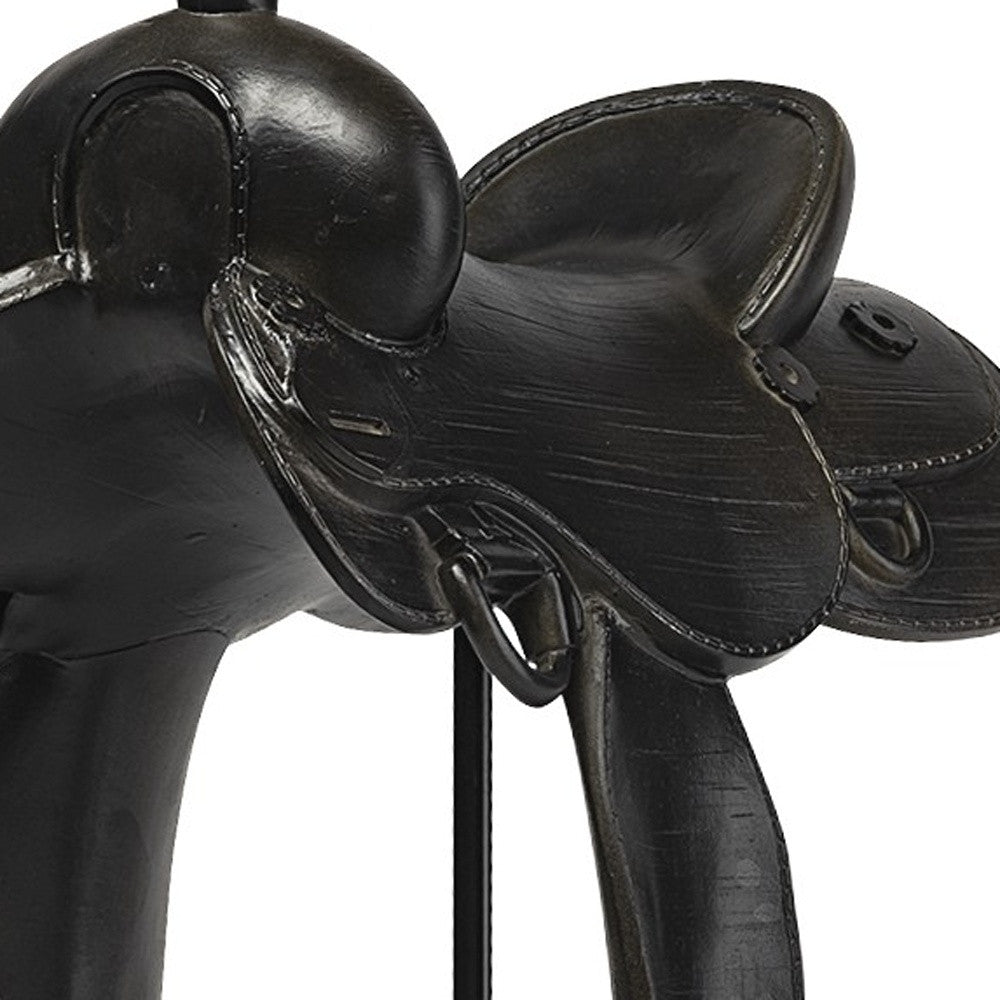 Black Western Horse Saddle Sculpture