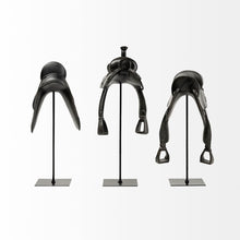 Black Western Horse Saddle Sculpture