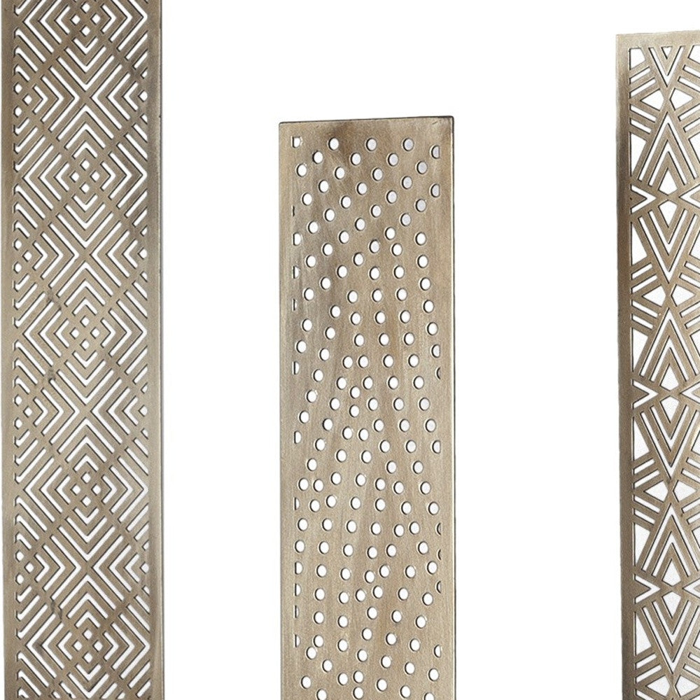 Set Of Three Gold Patterened Decor Pieces