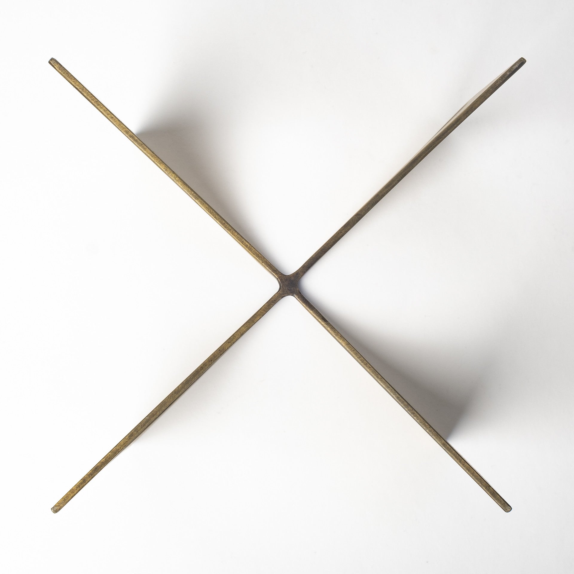 Burnished Gold Metal Circle Square Sculpture 10"