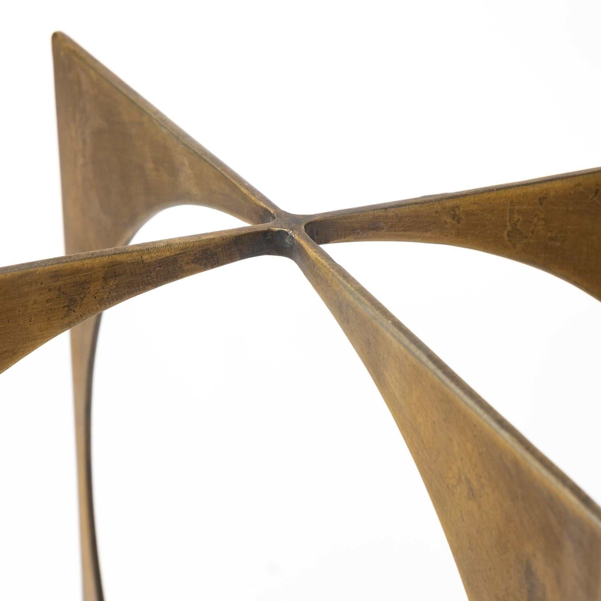 Burnished Gold Metal Circle Square Sculpture 10"