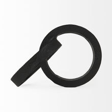 Two Ring Black Hammered Metal Sculpture