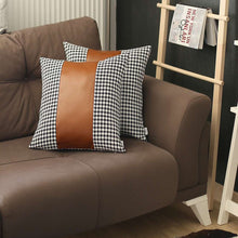 Set Of 2 Black Checkered Faux Leather Pillow Covers