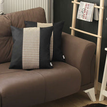 Set Of 2 Black And Tan Houndstooth Pillow Covers