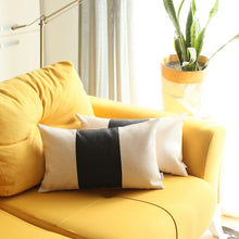 Set Of 2 White And Black Lumbar Pillow Covers