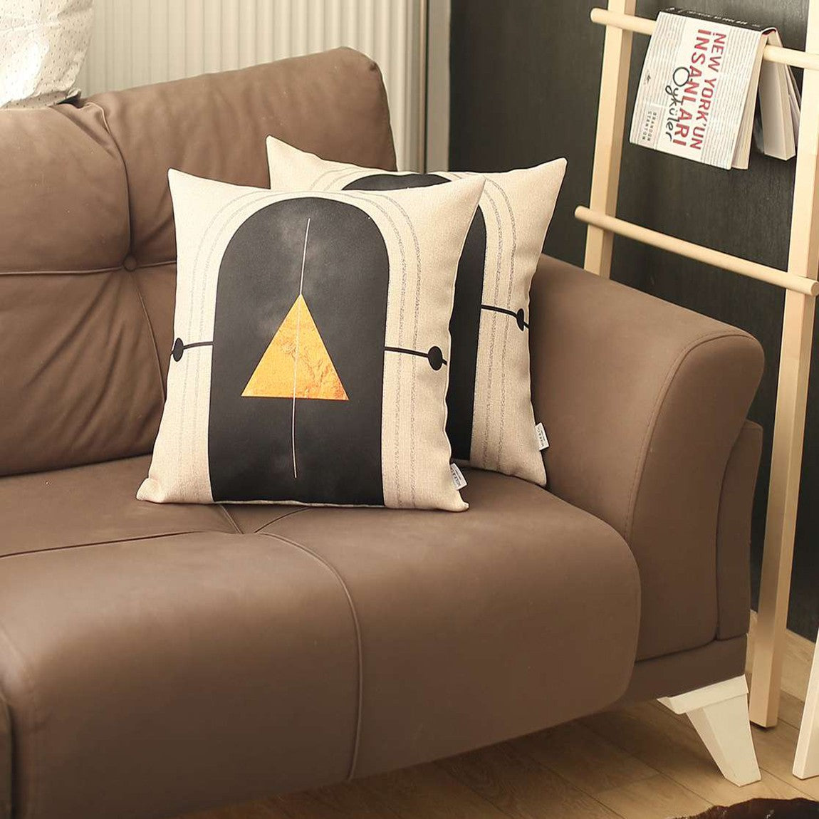 Juego De 2 Fundas De Almohada Con Estampado Geométrico Amarillo