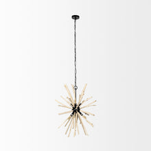 Wood And Metal Starburst Six Bulb Hanging Light