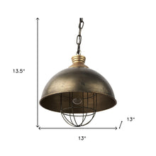 Distressed Bronze Metal Dome Hanging Light