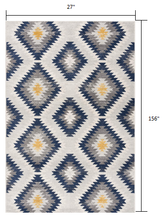2’ X 10’ Blue And Gray Kilim Pattern Runner Rug