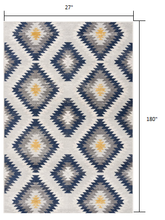 2’ X 10’ Blue And Gray Kilim Pattern Runner Rug