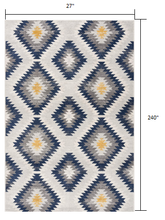 2’ X 10’ Blue And Gray Kilim Pattern Runner Rug