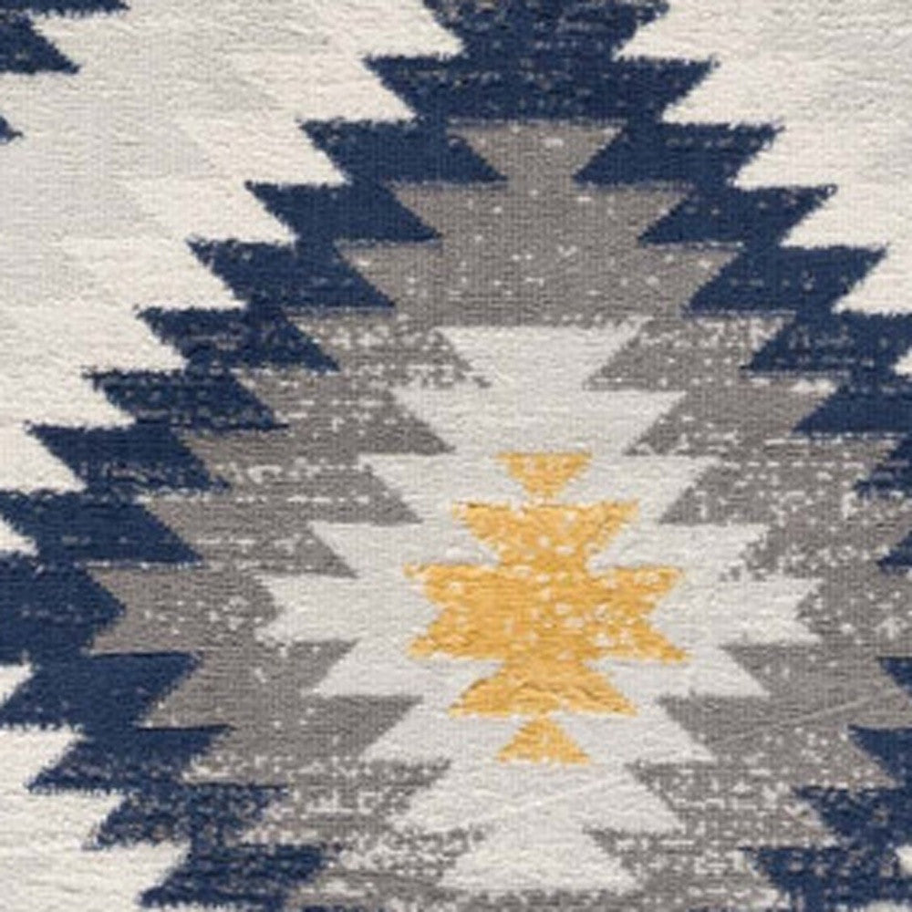 2’ X 10’ Blue And Gray Kilim Pattern Runner Rug