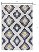 2’ X 10’ Blue And Gray Kilim Pattern Runner Rug