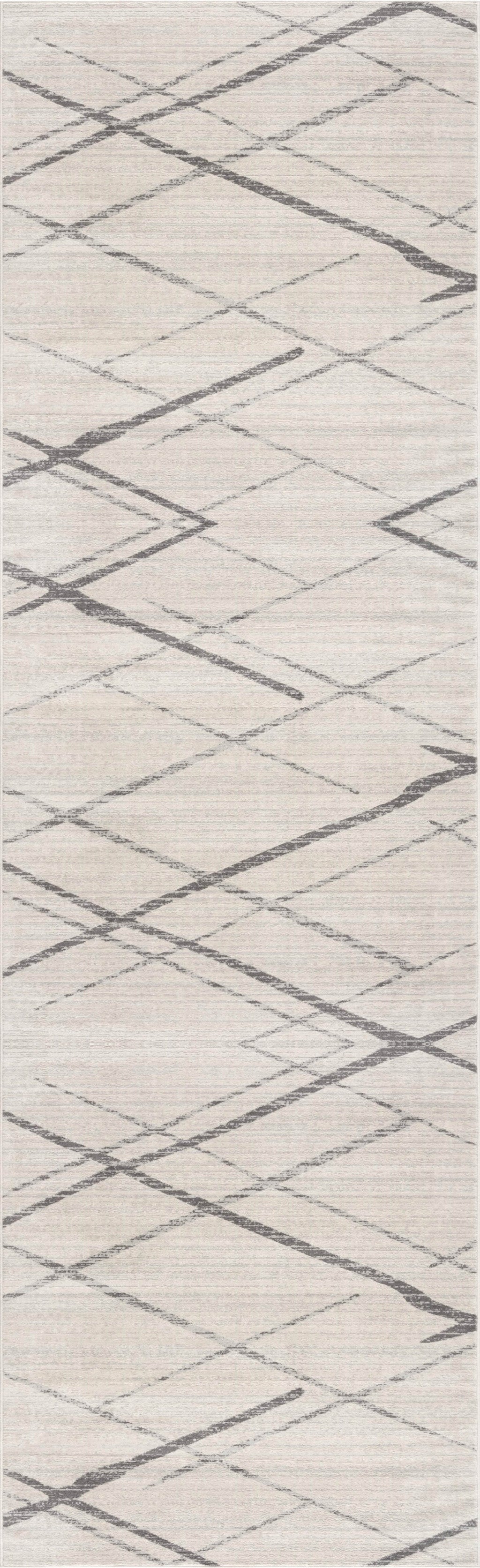 Gray Modern Abstract Pattern Runner Rug - 2’ x 10’