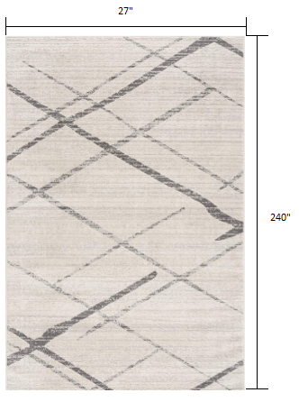 Gray Modern Abstract Pattern Runner Rug - 2’ x 10’