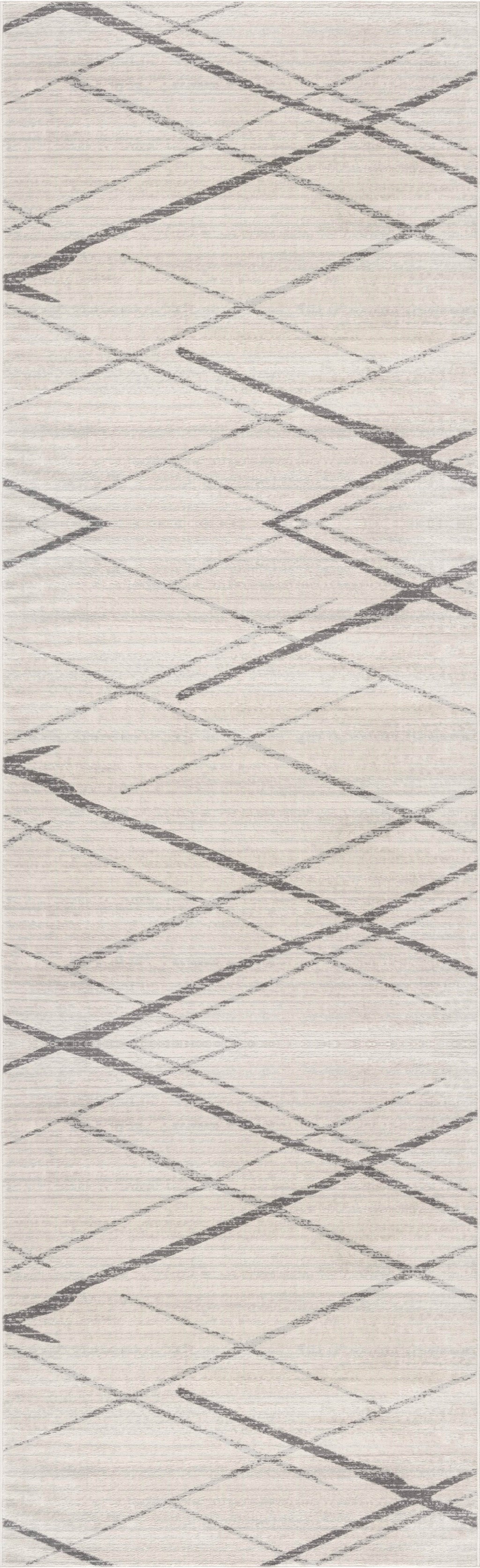 Gray Modern Abstract Pattern Runner Rug - 2’ x 10’