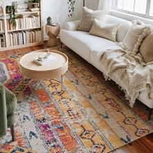 2’ X 4’ Gold And Ivory Distressed Tribal Area Rug