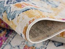 2’ X 4’ Gold And Ivory Distressed Tribal Area Rug