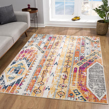 2’ X 4’ Gold And Ivory Distressed Tribal Area Rug