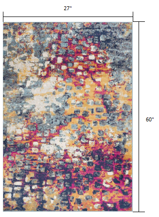 2’ X 4’ Multicolored Abstract Painting Area Rug