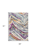 2’ X 10’ Blue And Gold Zebra Pattern Runner Rug