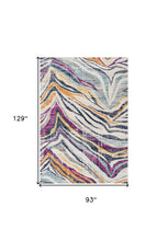 2’ X 10’ Blue And Gold Zebra Pattern Runner Rug