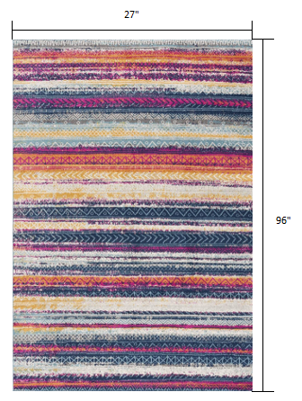 2’ X 10’ Multicolor Irregular Stripe Boho Runner Rug
