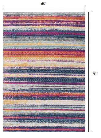 2’ X 10’ Multicolor Irregular Stripe Boho Runner Rug