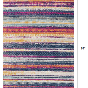2’ X 10’ Multicolor Irregular Stripe Boho Runner Rug