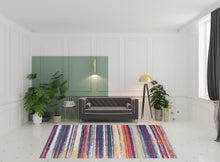 2’ X 10’ Multicolor Irregular Stripe Boho Runner Rug