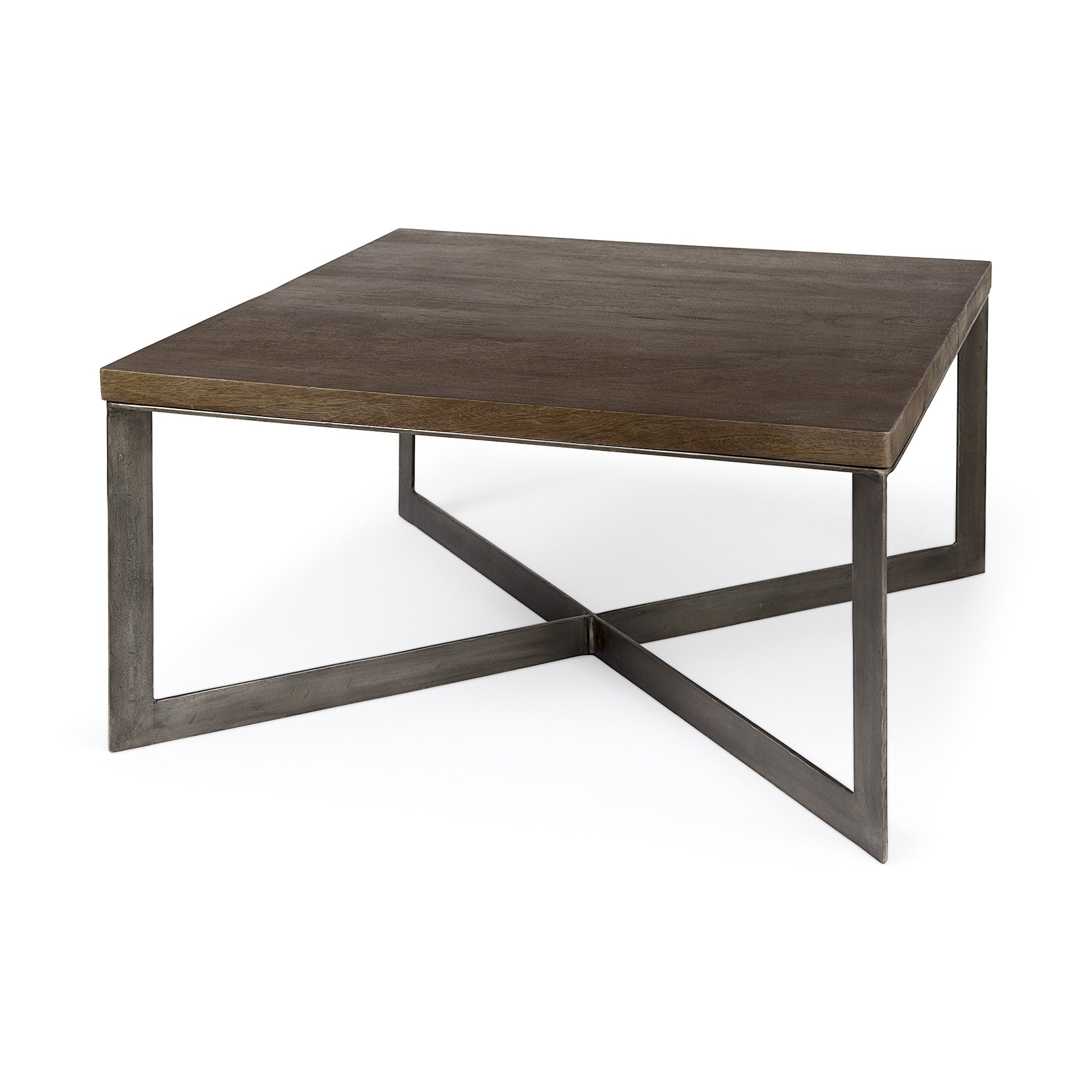 Mesa de centro de madera y metal marrón oscuro