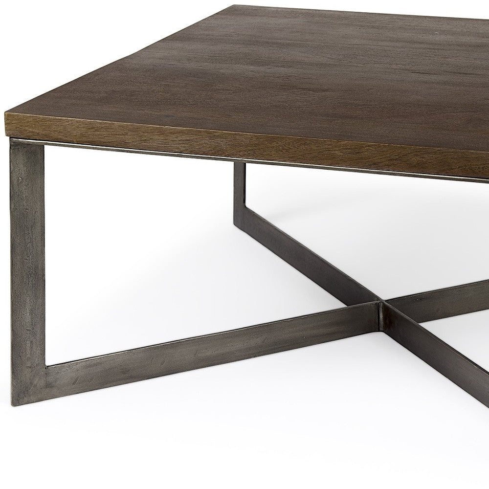 Mesa de centro de madera y metal marrón oscuro