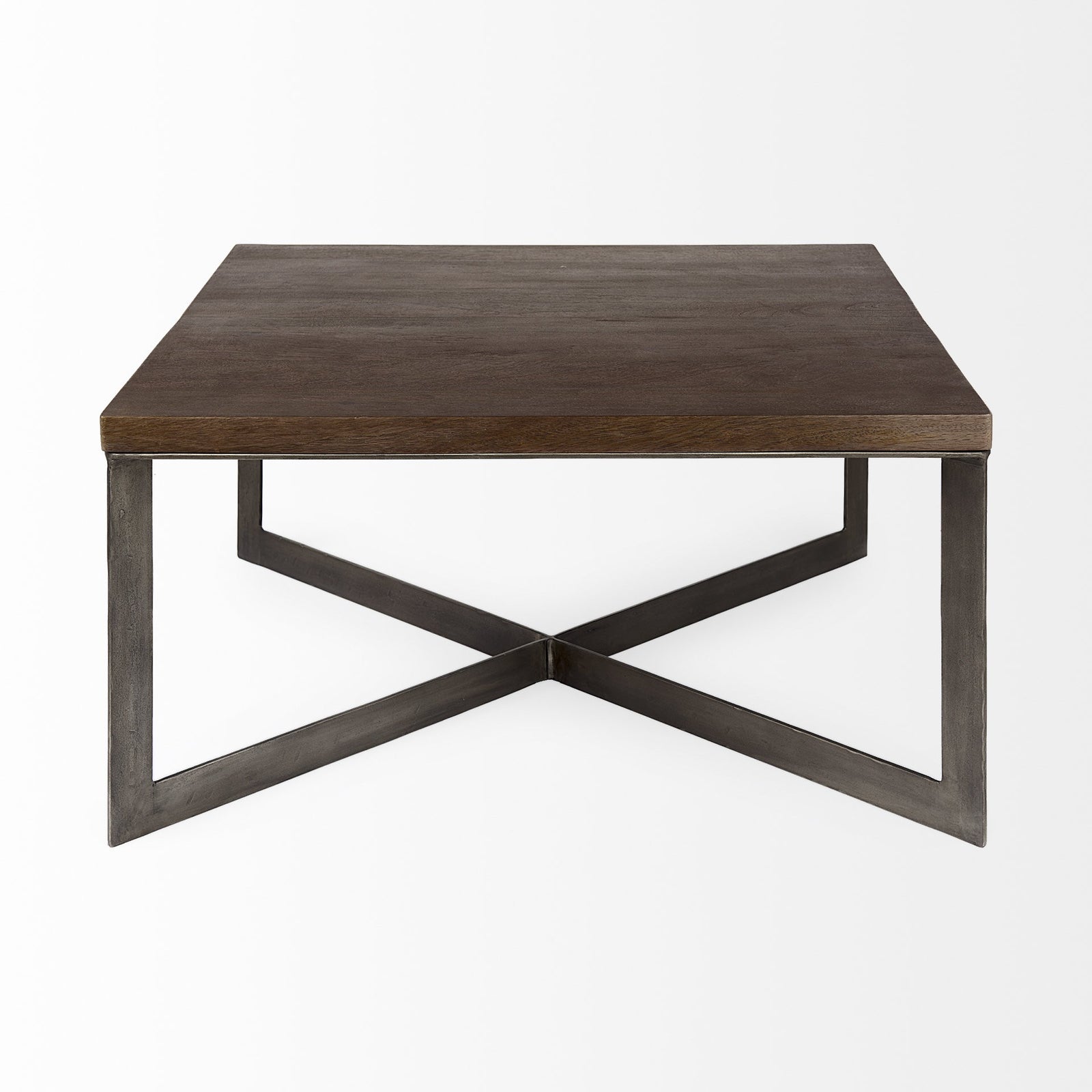 Dark Brown Wood And Metal Coffee Table