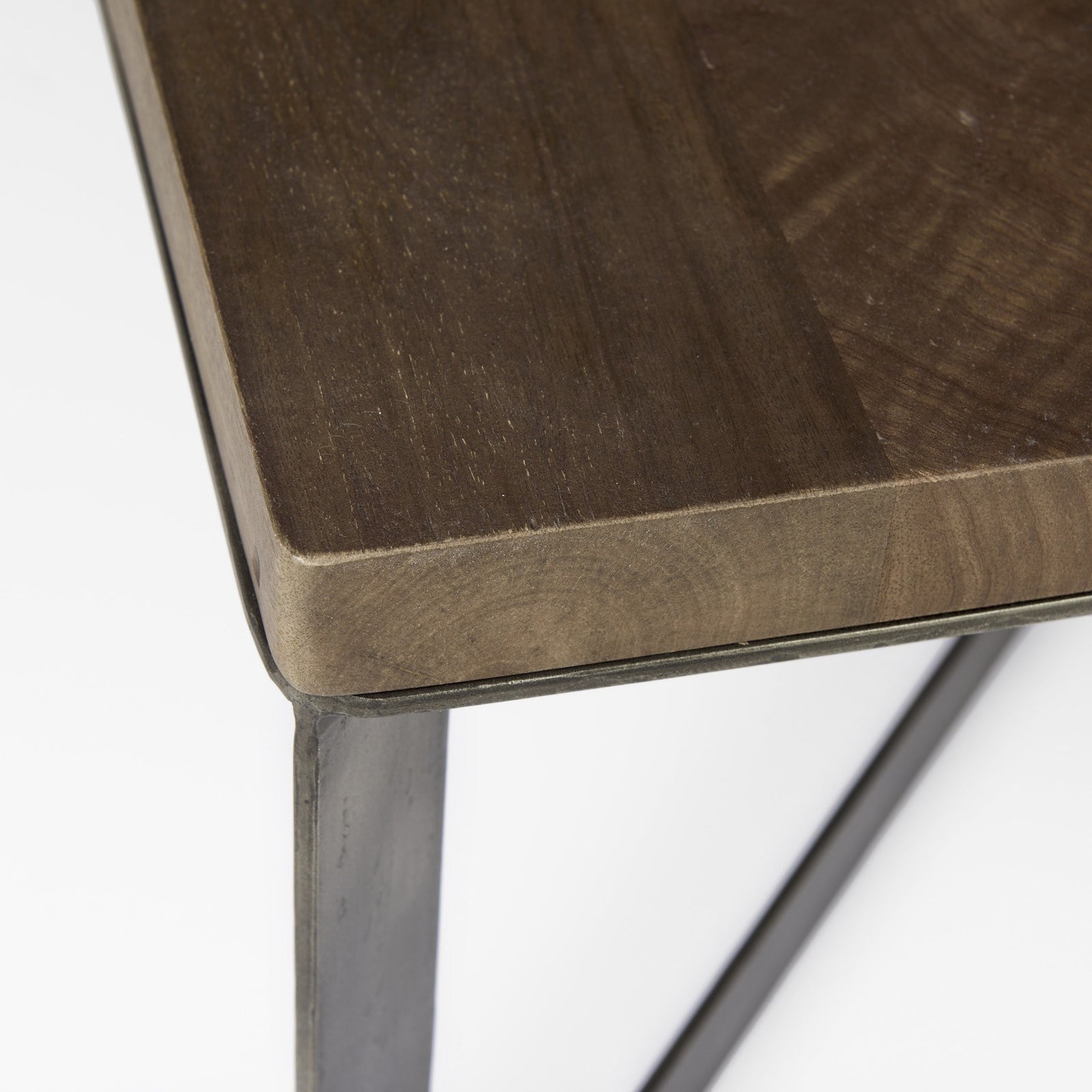 Dark Brown Wood And Metal Coffee Table