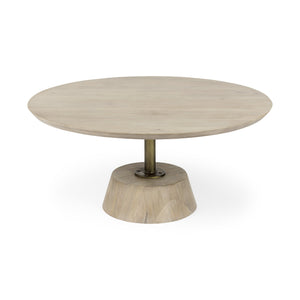 Light Brown Wooden Pedestal Coffee Table