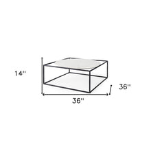 White Marble Metal Frame Round In Square Coffee Table