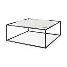 White Marble Metal Frame Round In Square Coffee Table